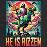 He Is Rizzen Jesus Riding Trex Retro Christian Dinosaur Golf Towel