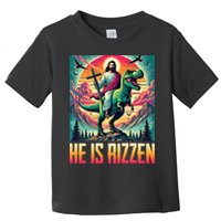 He Is Rizzen Jesus Riding Trex Retro Christian Dinosaur Toddler T-Shirt