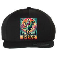 He Is Rizzen Jesus Riding Trex Retro Christian Dinosaur Wool Snapback Cap
