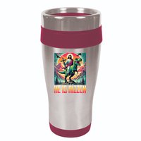 He Is Rizzen Jesus Riding Trex Retro Christian Dinosaur 16oz Travel Tumbler