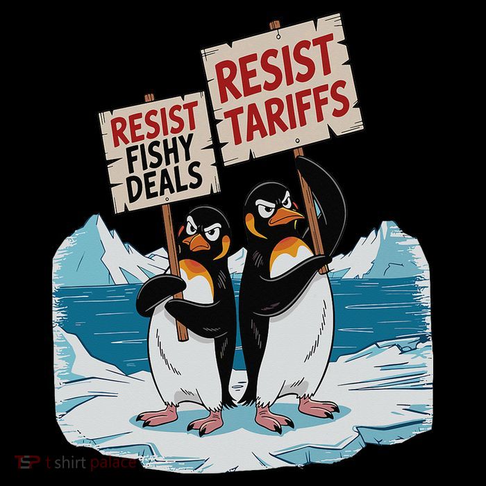 Heard Island RESIST Penguins Against Tariffs Flippers Up Drawstring Bag