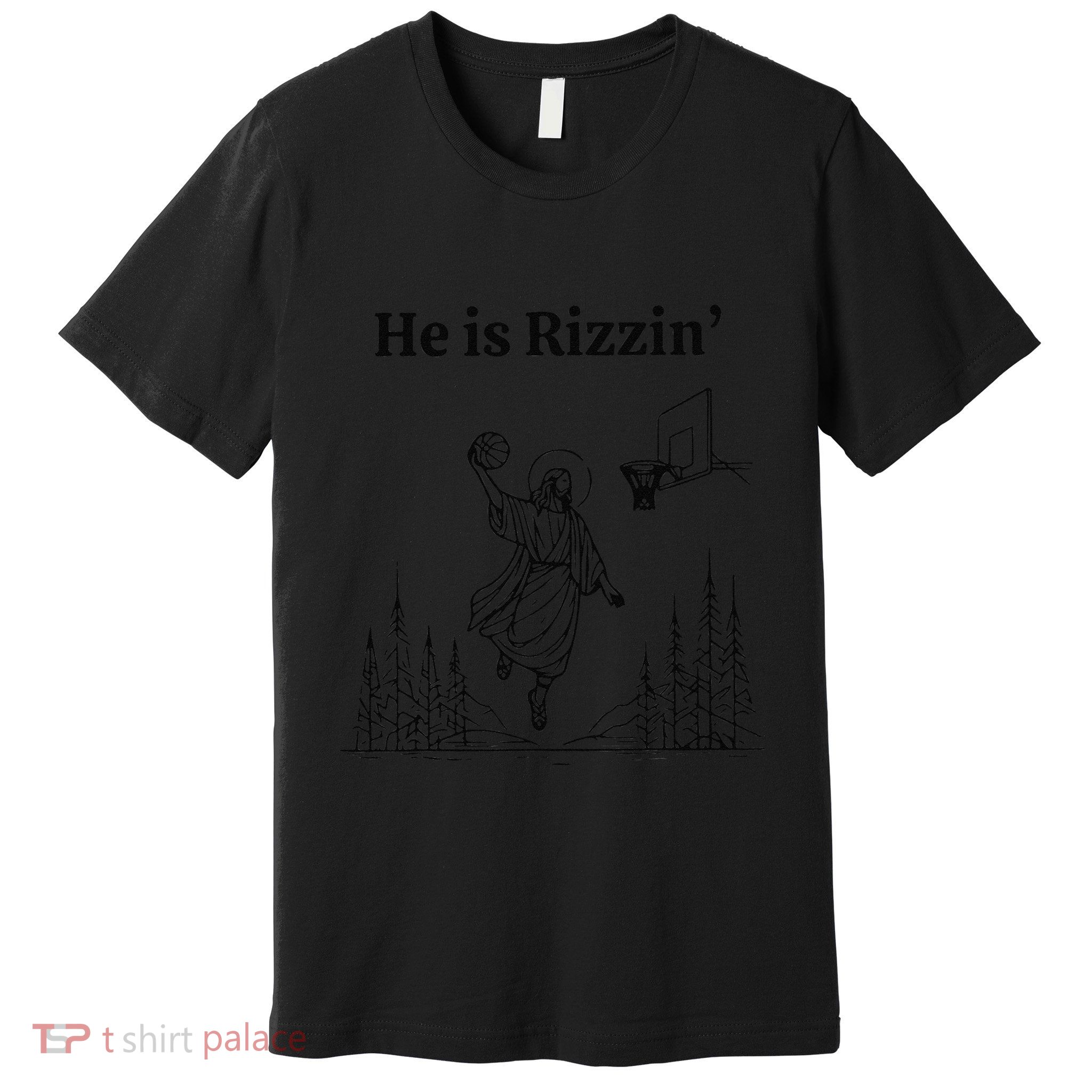 He Is Risen Easter Jesus Playing Basketball He Is Rizzin Premium T-Shirt