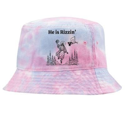 He Is Risen Easter Jesus Playing Basketball He Is Rizzin Tie-Dyed Bucket Hat