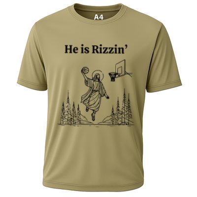 He Is Risen Easter Jesus Playing Basketball He Is Rizzin Performance Shirt