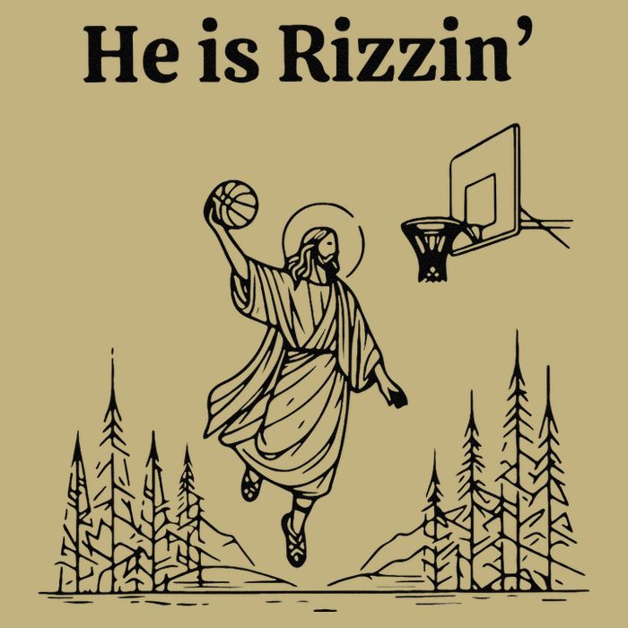 He Is Risen Easter Jesus Playing Basketball He Is Rizzin Sustainable Beanie