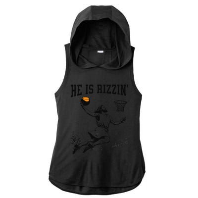 He Is Risen Rizzin Easter Jesus Christian Faith Basketball Ladies PosiCharge Tri-Blend Wicking Draft Hoodie Tank