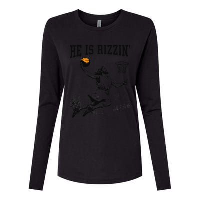 He Is Risen Rizzin Easter Jesus Christian Faith Basketball Womens Cotton Relaxed Long Sleeve T-Shirt