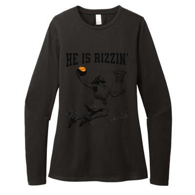 He Is Risen Rizzin Easter Jesus Christian Faith Basketball Womens CVC Long Sleeve Shirt