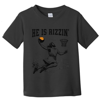 He Is Risen Rizzin Easter Jesus Christian Faith Basketball Toddler T-Shirt