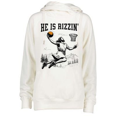 He Is Risen Rizzin Easter Jesus Christian Faith Basketball Womens Funnel Neck Pullover Hood