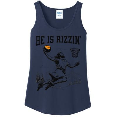 He Is Risen Rizzin Easter Jesus Christian Faith Basketball Ladies Essential Tank