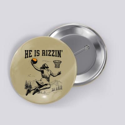 He Is Risen Rizzin Easter Jesus Christian Faith Basketball Button