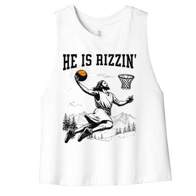 He Is Risen Rizzin Easter Jesus Christian Faith Basketball Women's Racerback Cropped Tank