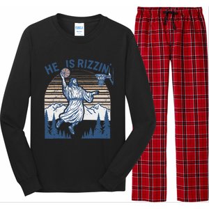 He Is Risen Funny Easter Jesus Playing Basketball Long Sleeve Pajama Set