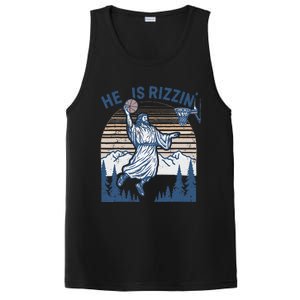 He Is Risen Funny Easter Jesus Playing Basketball PosiCharge Competitor Tank