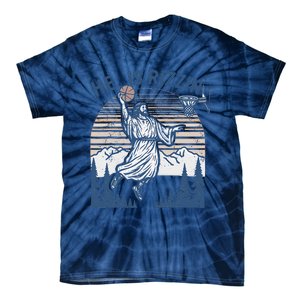 He Is Risen Funny Easter Jesus Playing Basketball Tie-Dye T-Shirt