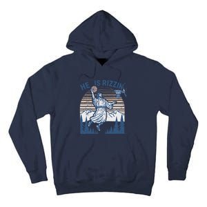 He Is Risen Funny Easter Jesus Playing Basketball Tall Hoodie