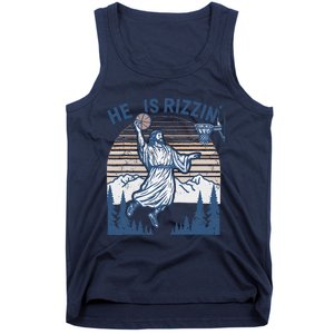 He Is Risen Funny Easter Jesus Playing Basketball Tank Top