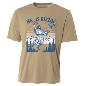 He Is Risen Funny Easter Jesus Playing Basketball Cooling Performance Crew T-Shirt