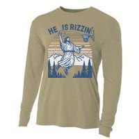 He Is Risen Funny Easter Jesus Playing Basketball Cooling Performance Long Sleeve Crew