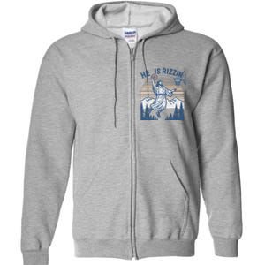 He Is Risen Funny Easter Jesus Playing Basketball Full Zip Hoodie