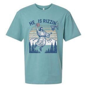 He Is Risen Funny Easter Jesus Playing Basketball Sueded Cloud Jersey T-Shirt