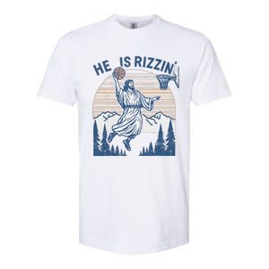 He Is Risen Funny Easter Jesus Playing Basketball Softstyle CVC T-Shirt