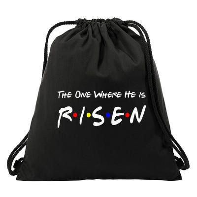 He Is Risen Religious Jesus Cross Easter Sunday Drawstring Bag