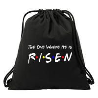 He Is Risen Religious Jesus Cross Easter Sunday Drawstring Bag