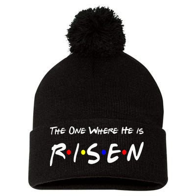 He Is Risen Religious Jesus Cross Easter Sunday Pom Pom 12in Knit Beanie