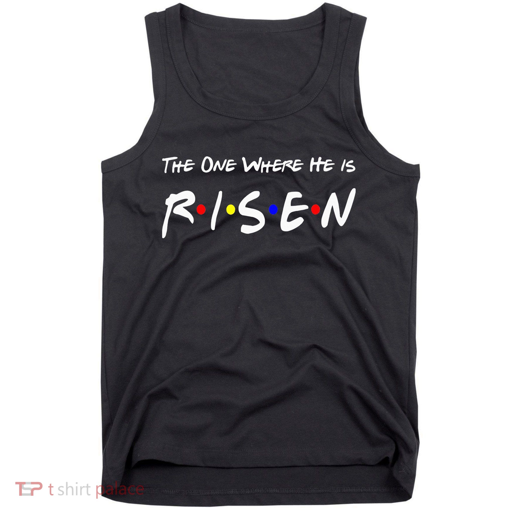 He Is Risen Religious Jesus Cross Easter Sunday Tank Top