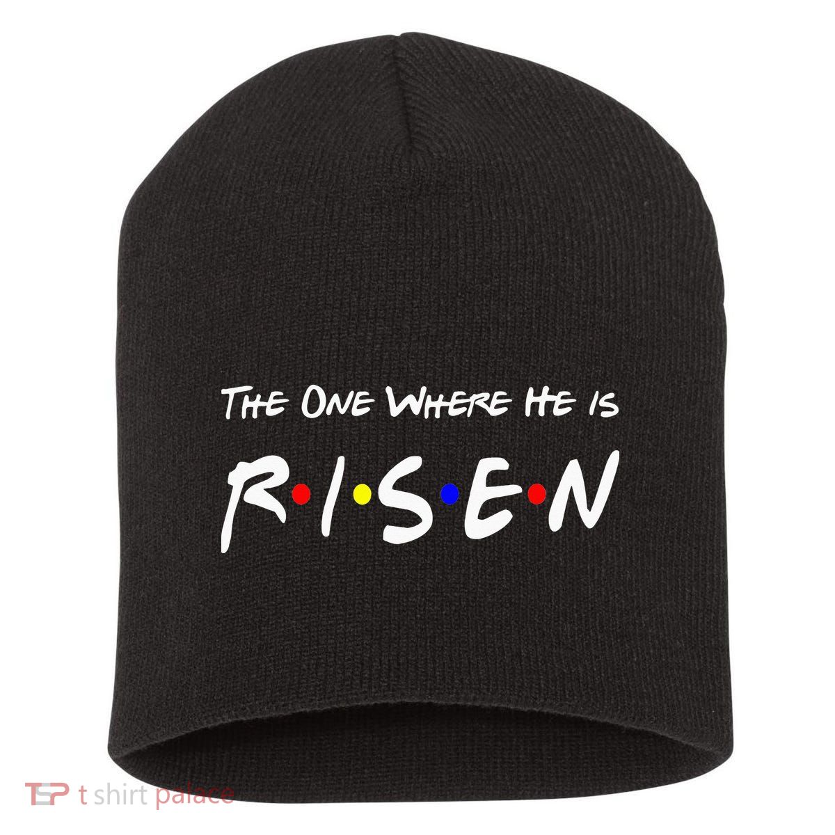 He Is Risen Religious Jesus Cross Easter Sunday Short Acrylic Beanie