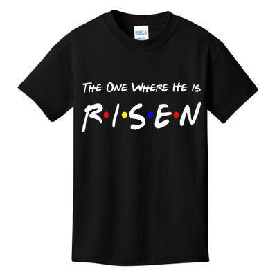 He Is Risen Religious Jesus Cross Easter Sunday Kids T-Shirt