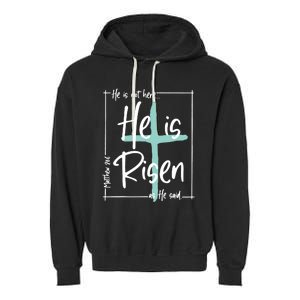 He Is Risen Easter Christian Cross Garment-Dyed Fleece Hoodie