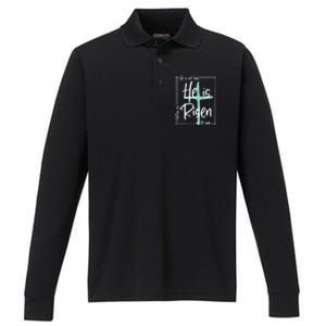 He Is Risen Easter Christian Cross Performance Long Sleeve Polo