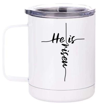 He Is Risen Easter Day Jesus Cross Religious Christian Bible Gift 12 oz Stainless Steel Tumbler Cup