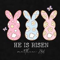 He Is Risen Matthew 28:6 Bunny Easter Sunday Ladies PosiCharge Tri-Blend Wicking Tank