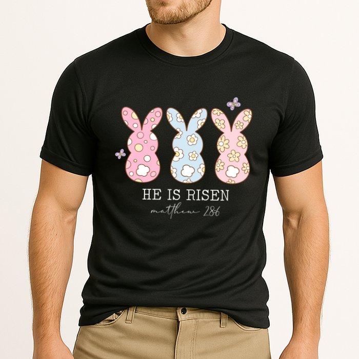 He Is Risen Matthew 28:6 Bunny Easter Sunday Performance Shirt