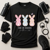 He Is Risen Matthew 28:6 Bunny Easter Sunday Performance Shirt