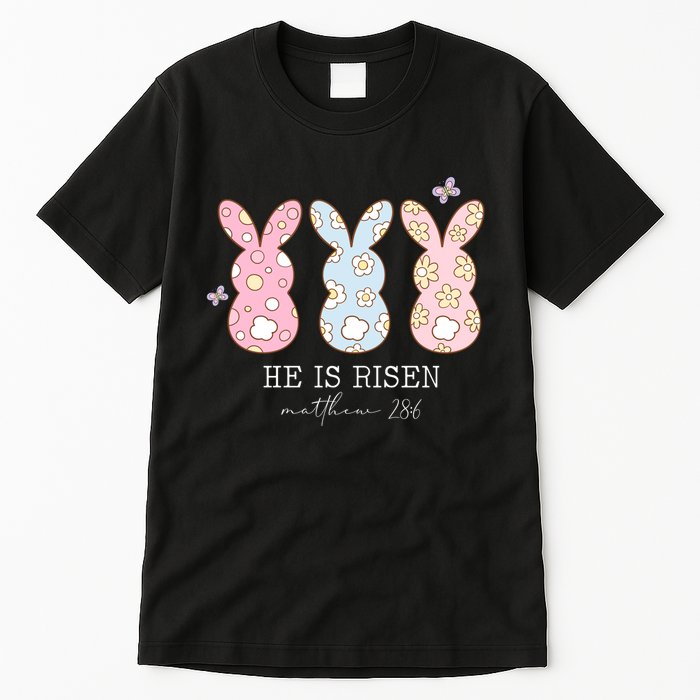 He Is Risen Matthew 28:6 Bunny Easter Sunday Tall T-Shirt