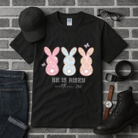 He Is Risen Matthew 28:6 Bunny Easter Sunday Tall T-Shirt