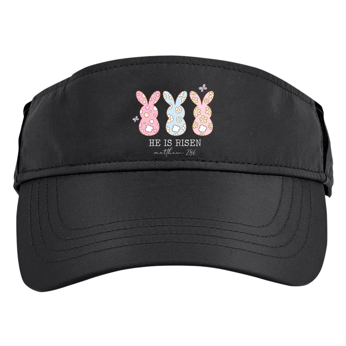 He Is Risen Matthew 28:6 Bunny Easter Sunday Adult Drive Performance Visor
