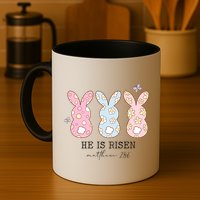 He Is Risen Matthew 28:6 Bunny Easter Sunday Mug
