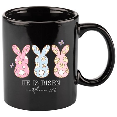 He Is Risen Matthew 28:6 Bunny Easter Sunday 11oz C Handle Ceramic Mug