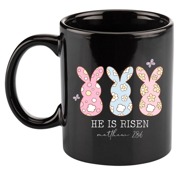 He Is Risen Matthew 28:6 Bunny Easter Sunday 11oz C Handle Ceramic Mug