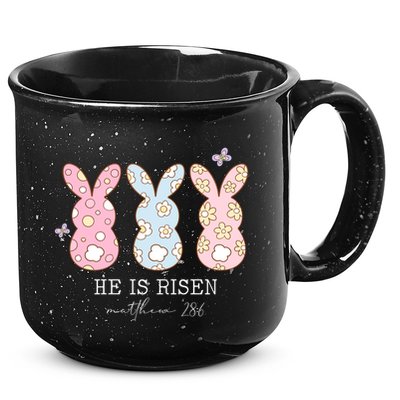He Is Risen Matthew 28:6 Bunny Easter Sunday 15oz Campfire Ceramic Mug