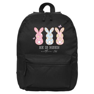 He Is Risen Matthew 28:6 Bunny Easter Sunday 16 in Basic Backpack