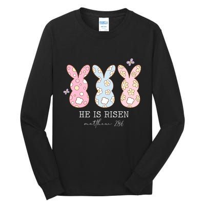 He Is Risen Matthew 28:6 Bunny Easter Sunday Tall Long Sleeve T-Shirt