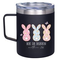 He Is Risen Matthew 28:6 Bunny Easter Sunday 12oz Stainless Steel Coffee Mug