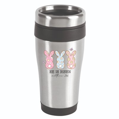 He Is Risen Matthew 28:6 Bunny Easter Sunday 16oz Travel Tumbler